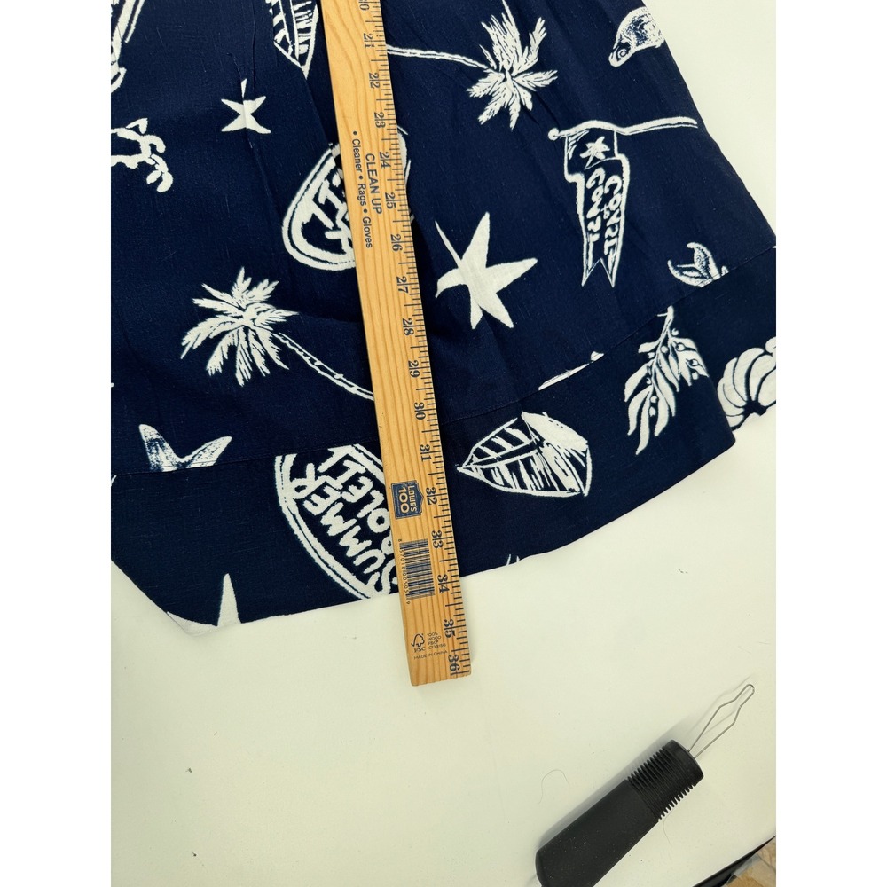 Sonoma Mini Sun Dress Women PXL New Navy Blue Tropical Linen Blend Pintuck - Picture 8 of 12